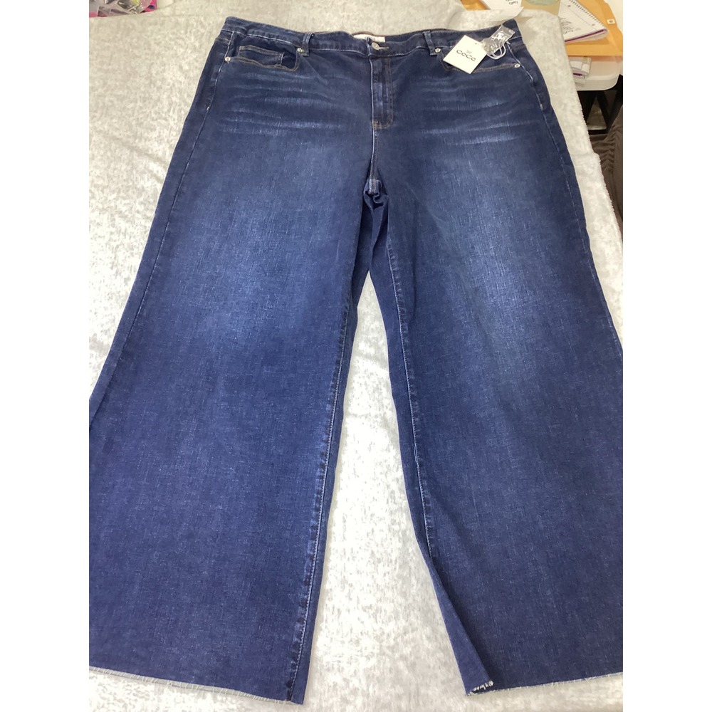 CeCe Womens Straight Leg Jeans Riviera Blue Plus Size 24W New With Tags